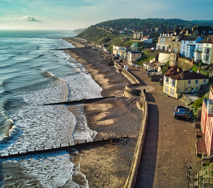 seafront aerial view of the beach